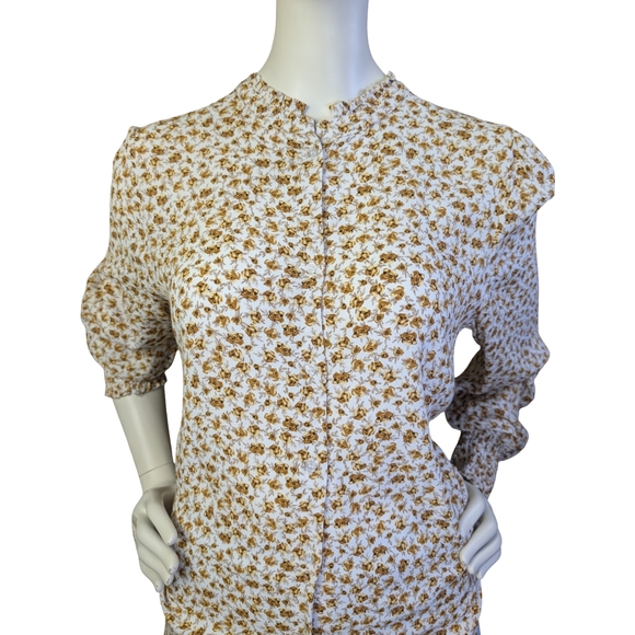 RW&CO Floral Smocked Cuff Blouse | Cottagecore Prairie Top | Medium - Picture 4 of 9